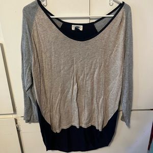 3/4 sleeve block sweater
